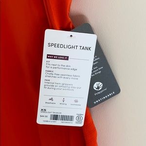 Athleta Speedlight Tank, Bolero Orange, NWT, XS